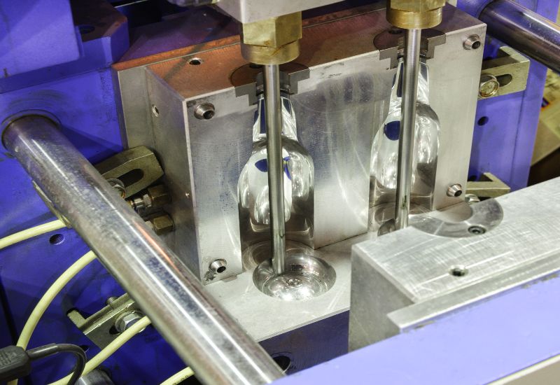 Two shot molding machine forming clear plastic containers